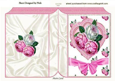 Heart with Pearls Roses and Bow Folded Book