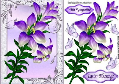 Pretty Purple Lillies and Butterflies