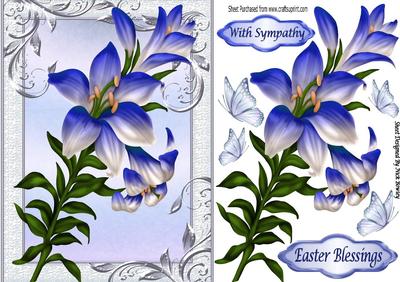 Pretty Blue Lillies and Butterflies