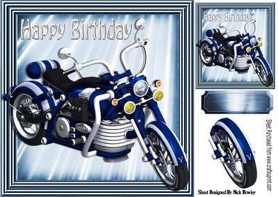 Blue Motorbike in Blue Metallic Frame 8x8