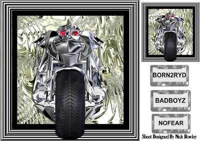 Silver Mean Machine! Motorbike Rider 8x8