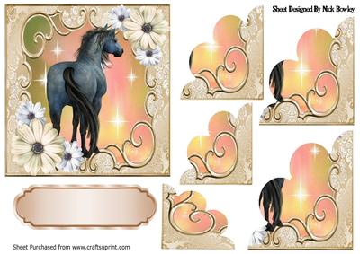 Pretty Peach/cream Flowers with a Horse, Scalloped Stackers