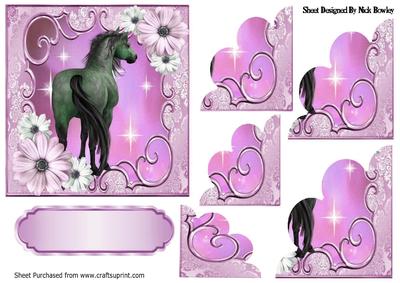Pretty Pink Flowers with a Horse, Scalloped Stackers