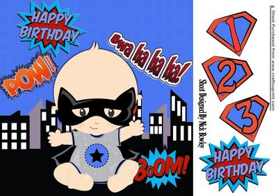 Baby Boy Dressed as Batman Super Hero 8x8