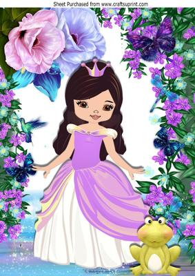 Princess with Fantasy Flowers and Frog A4