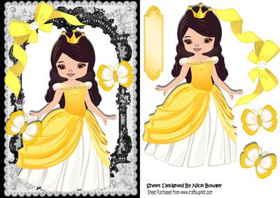 Princess Summer in Her Golden Dress with Butterflies