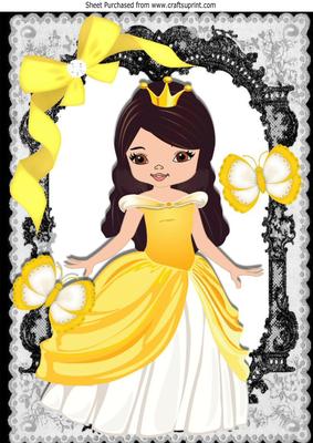 Princess Summer in Her Golden Dress with Butterflies A4