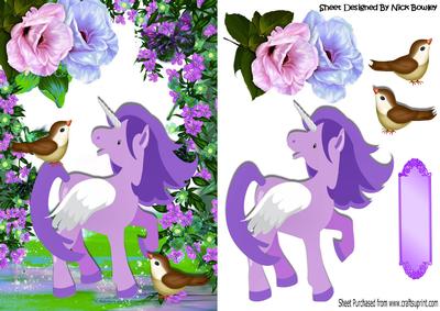 Little Purple Unicorn with Little Birds
