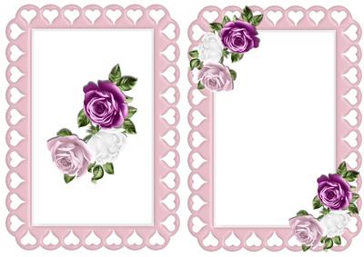 Shades of Pink Roses in Heart Frame A5 Insert