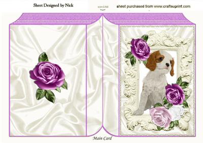 Cute Cavalier Puppy with Roses Folded Book