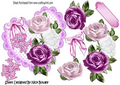 Lace Heart with Pink Shades of Roses and Bow