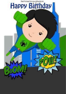 Super Hero in Green Taking to the Skies A4