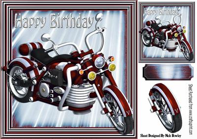 Red Motorbike in Red Metallic Frame 8x8