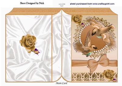 Pretty Brown Birds in Flight with Roses and Bow Folded Book