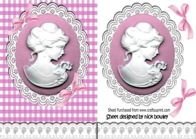 Pink Cameo and White Lace with Bows