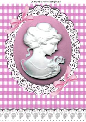 Pink Cameo and White Lace with Bows A4