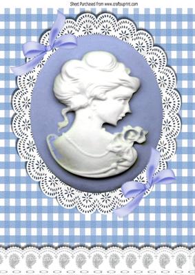 Blue Cameo and White Lace with Bows A4