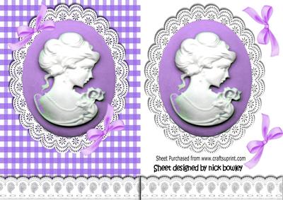 Purple Cameo and White Lace with Bows