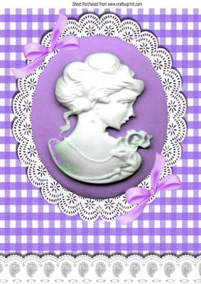 Purple Cameo and White Lace with Bows A4
