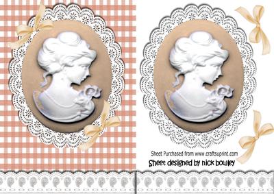 Peach Cameo and White Lace with Bows