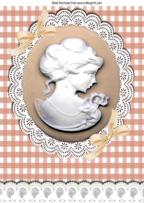 Peach Cameo and White Lace with Bows A4