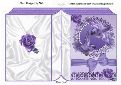 Pretty Lilac Birds in Flight with Roses and Bow Folded Book