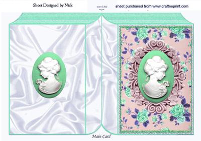 Pretty Green Cameo of Lady with Flowers Folded Book