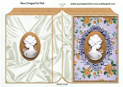 Pretty Gold Cameo of Lady with Flowers Folded Book