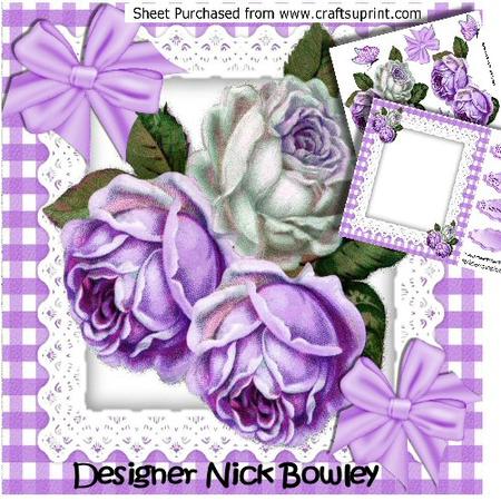 Lilac/white Roses on Lace with Bows and Gingham Mini Kit
