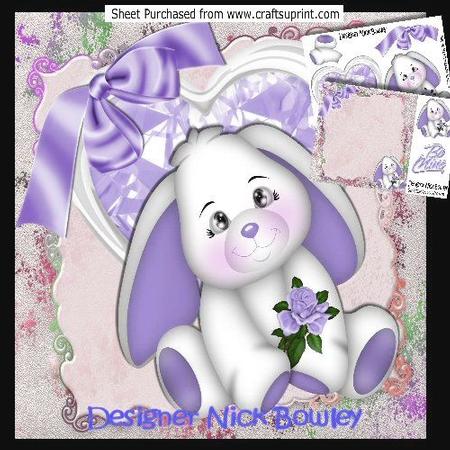 Love Bunny with Lilac Heart and Bow 8x8 Mini Kit