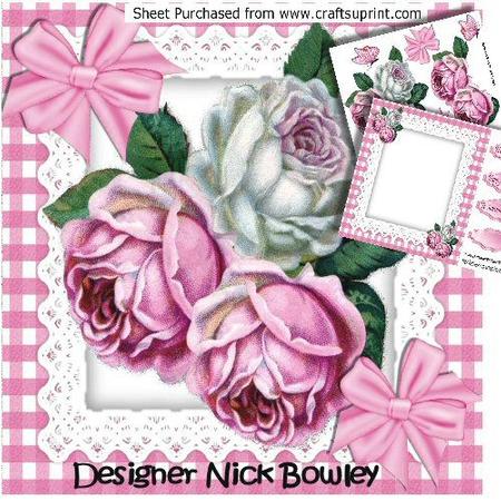 Pink/white Roses on Lace with Bows and Gingham Mini Kit