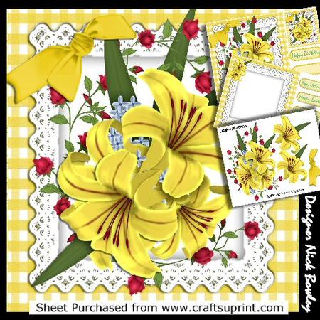 Pretty Yellow Lilies and Red Roses in Gingham 8x8 Mini Kit