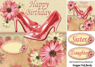 Rose Sparkle Shoes with Flowers and Lace 8x8