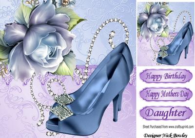 Diamonds and Blue Roses with Sparkle Shoes 8x8