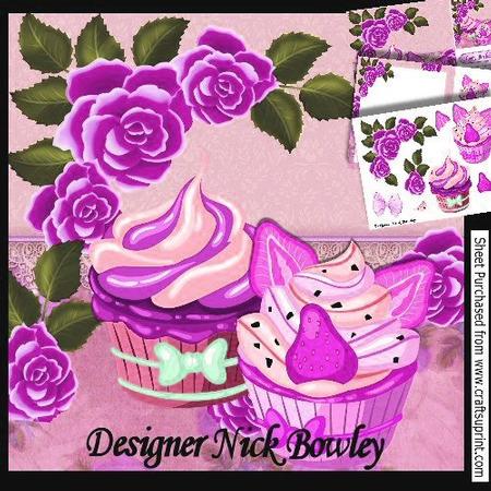 Pink Swirl Strawberry Cupcakes with Pink Roses 8x8 Kit