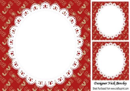 Lovely Red "love" Backing and Lace 8x8 Insert