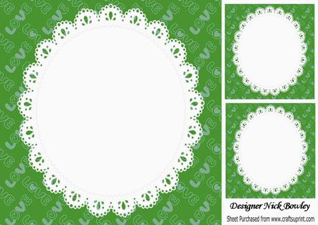 Lovely Green "love" Backing and Lace 8x8 Insert