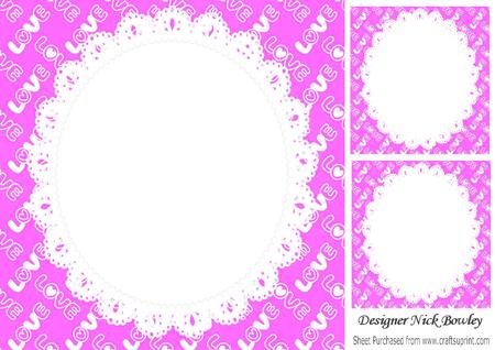 Lovely Pink "love" Backing and Lace 8x8 Insert