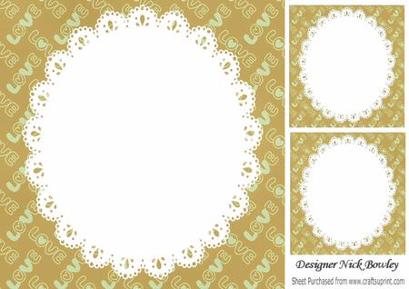 Lovely Gold "love" Backing and Lace 8x8 Insert