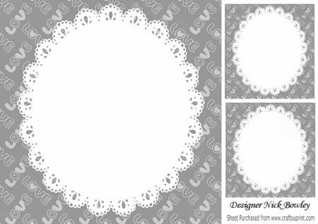 Lovely Silver "love" Backing and Lace 8x8 Insert