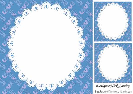 Lovely Blue "love" Backing and Lace 8x8 Insert