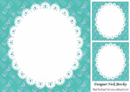 Lovely Turq "love" Backing and Lace 8x8 Insert