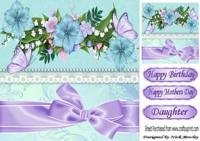 Pretty Arrangement of Flowers with Lilac Bow 8x8