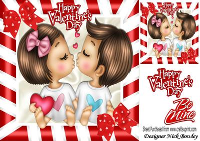 Our First Kiss on Valentines Day! with Heart Bows 8x8