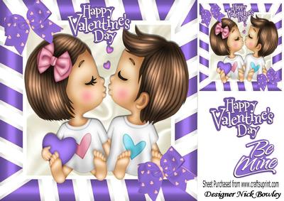 Our First Kiss on Valentines Day! with Purple Heart Bows