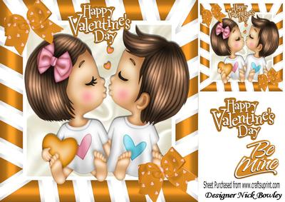Our First Kiss on Valentines Day! with Gold Heart Bows