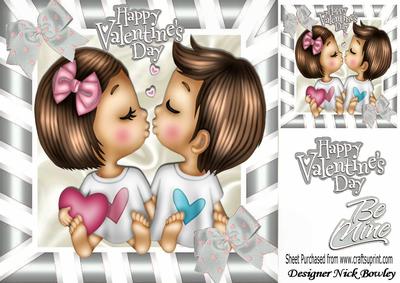 Our First Kiss on Valentines Day! with Silver Heart Bows
