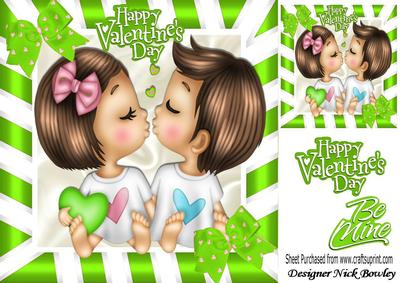 Our First Kiss on Valentines Day! with Green Heart Bows