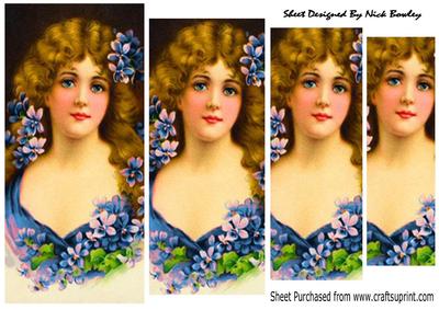 Pretty Vintage Lady with Pretty Blue Flowers Pyramids