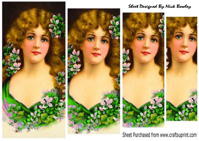 Pretty Vintage Lady with Pretty Green Flowers Pyramids